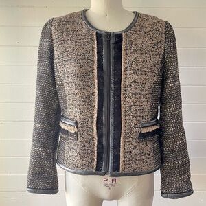 Yoana Baraschi Black and Brown Blazer with Textured Knit